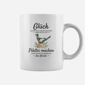 Pilates-Humor Tassen: Glück durch Pilates, Lustiges Weißes Tassen