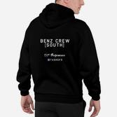 Personalisiertes Schwarzes Hoodie Benz Crew [South] Rückenaufdruck
