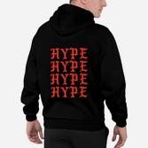Schwarzes HYPE Hoodie, Roter Schriftzug, Streetwear Mode
