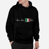 Herzfrequenz Hoodie mit Italienischer Flagge, Schwarzes Design