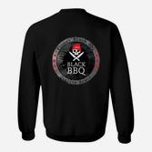 Grill-Thema Herren Sweatshirt Black BBQ mit Totenkopf-Logo, Schwarz