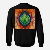 Mandala-Kunstdruck Schwarzes Sweatshirt, Buntes Geometrisches Design