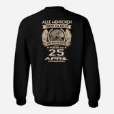 Schwarzes Sweatshirt zum Geburtstag 25. April, Adler-Motiv für Geborene