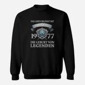 1977 Jahrgangs Sweatshirt für Herren Leben beginnt mit 1977, Geburt von Legenden
