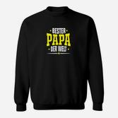 Bester Papa der Welt Herren Sweatshirt, Schwarz mit Gelber Schrift