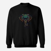 Elefanten-Mandala Sweatshirt, Faszinierendes Design auf Schwarz