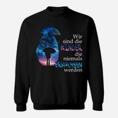 Galaktisches Wolf-Silhouetten Sweatshirt, Spruch für Junggebliebene