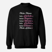 Romantisches Schwarzes Damen-Sweatshirt: Liebeserklärung für Ehemann