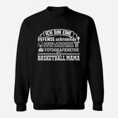 Schwarzes Damen Sweatshirt: Basketball Mama Spruch, Motiv für Sportfans