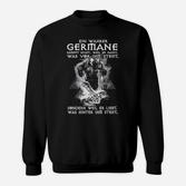 Schwarzes Sweatshirt mit Germanen-Motiv, Spruch Ein wahrer Germane