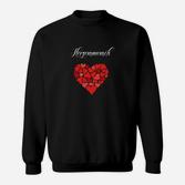 Schwarzes Sweatshirt mit Herzschmerz-Design, Emotionales Motiv Tee