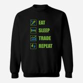 Trader Lifestyle Sweatshirt, Eat Sleep Trade Repeat für Börsenenthusiasten