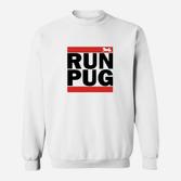 Run Pug Herren-Laufshirt, Sport-Design in Weiß Sweatshirt