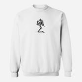 Weißes Sweatshirt für Herren mit Surfer-Alien-Print in Schwarz