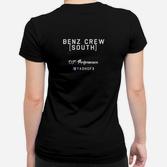 Personalisiertes Schwarzes Frauen Tshirt Benz Crew [South] Rückenaufdruck