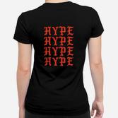 Schwarzes HYPE Frauen Tshirt, Roter Schriftzug, Streetwear Mode