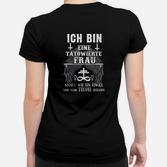 Tätowierte Frau Frauen Tshirt, Engel & Teufel Spruch Schwarz