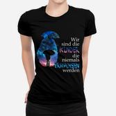Galaktisches Wolf-Silhouetten Frauen Tshirt, Spruch für Junggebliebene