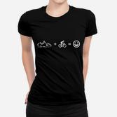Mountainbike Glücksgleichung Schwarzes Frauen Tshirt, Radfahrer-Outfit