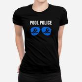 Pool Police Schwarzes Frauen Tshirt, Blaue Sonnenbrillen-Design