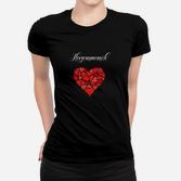 Schwarzes Frauen Tshirt mit Herzschmerz-Design, Emotionales Motiv Tee