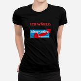 Schwarzes Frauen Tshirt mit politischem Slogan und Logo