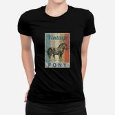 Shetland Pony Vintage Frauen Tshirt, Retro Grunge Reitsport Design