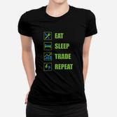 Trader Lifestyle Frauen Tshirt, Eat Sleep Trade Repeat für Börsenenthusiasten