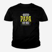Bester Papa der Welt Herren Kinder Tshirt, Schwarz mit Gelber Schrift