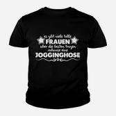 Damen Kinder Tshirt 'Beste Frauen in Jogginghose' Humorvoller Spruch in Schwarz
