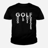 Herren Golf Kinder Tshirt GOLF GOOD LOVE FOREVER, Sportliches Design in Schwarz