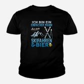 Humorvolles Skifahrer Kinder Tshirt, Herren, Liebe Skifahren & Bier