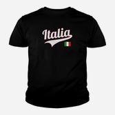 Italien Fan-Kinder Tshirt Schwarz mit Italia Aufdruck & Nationalflagge