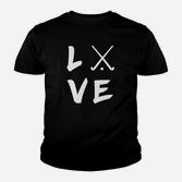 LOVE Golf-Motiv Unisex Kinder Tshirt, Design in Schwarz