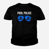 Pool Police Schwarzes Kinder Tshirt, Blaue Sonnenbrillen-Design