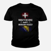 Schwarz Kinder Tshirt: Schweiz-Bosnien Wurzeln Design, Einzigartig