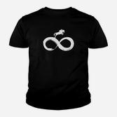 Schwarzes Kinder Tshirt mit Infinity-Zeichen & Weißem Pferd, Modisches Design