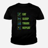 Trader Lifestyle Kinder Tshirt, Eat Sleep Trade Repeat für Börsenenthusiasten