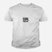 Curl Power Slogan Kinder Tshirt in Weiß, Locken Stärke Mode Tee