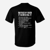 Lustiges Schwarzes T-Shirt mit Küchenregeln-Aufdruck, Humorvolle Kleidung