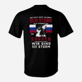 Schwarzes T-Shirt: Patriotischer Slogan & Wolf, Wir sind der Sturm