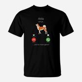 Akita Telefon-Witz Schwarzes T-Shirt für Akita-Liebhaber