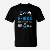 E-Bike Fan T-Shirt Berg oder Tal ist mir egal, Herren, Schwarz