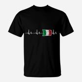Herzfrequenz T-Shirt mit Italienischer Flagge, Schwarzes Design