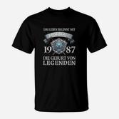 Jahrgang 1987 Legenden T-Shirt, Beginn unauslöschlicher Geschichten