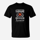 Renness- Therapie Schwarzes T-Shirt, Lustiges Motto mit Wappen