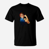 Retro Pop-Art Starken Frauenfigur T-Shirt in Schwarz, Mode für Sie