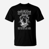 Schwarzes T-Shirt mit Germanen-Motiv, Spruch Ein wahrer Germane