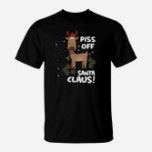Schwarzes Weihnachts-T-Shirt, Freches Rentier Motiv & Spruch