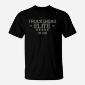 Trockenbau Elite Five Stars Schwarzes T-Shirt, Handwerker Kleidung